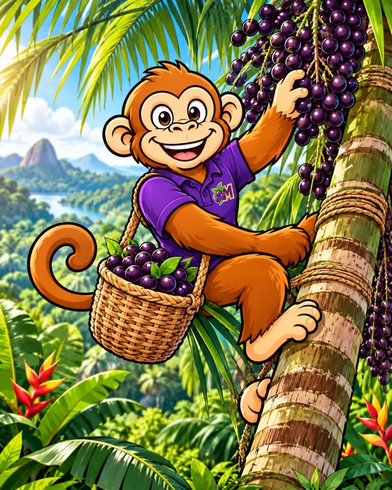 MIKO in an illustrated tropical palm scene